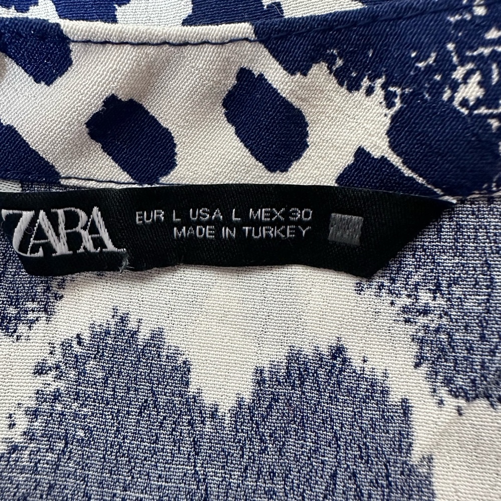 🆕 Zara Basic blue and white print long sleeve tunic top size large - Picture 10 of 10
